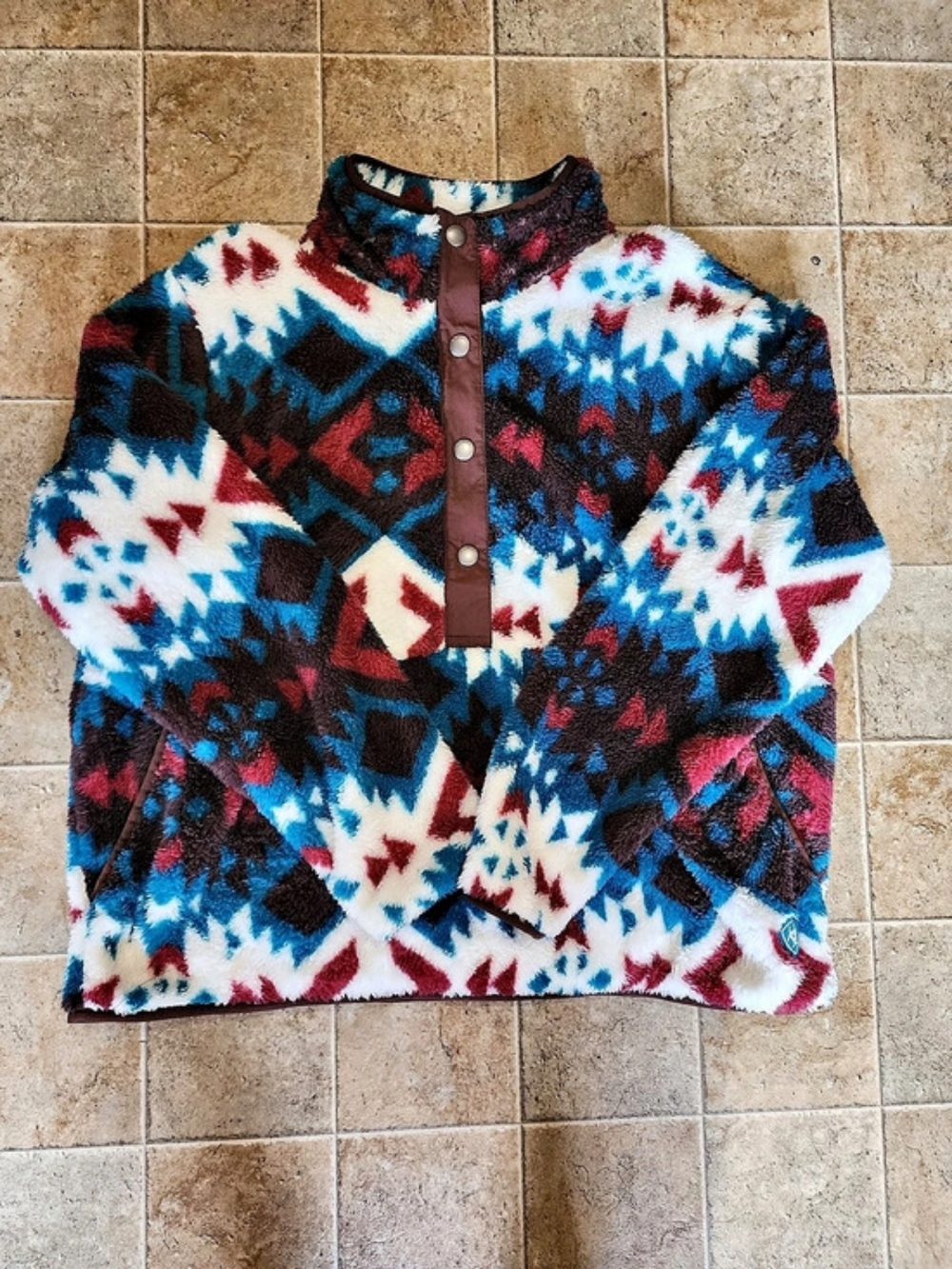 NWOT Ariat Berber Snap Front Sweatshirt Geometric Fleece Jacket